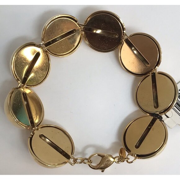 Vintage Monet Domed Link Bracelet Gold Plated Large Chunky Round Dome - Picture 7 of 10